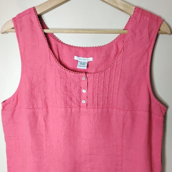 100% Linen Twin Set | Coral Button Shirt + Matching Tank | M/L - Picture 9 of 13